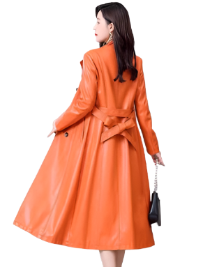 Timeless Elegance Leather Trench Coat