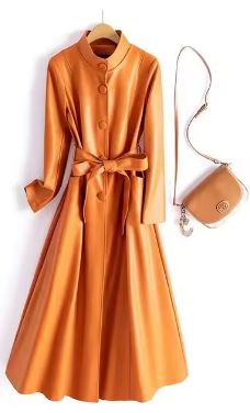 Regal Elegance Leather Trench Coat