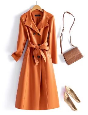 Timeless Elegance Leather Trench Coat