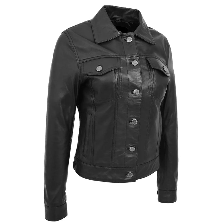 Women's Alma Genuine Leather Trucker Jacket