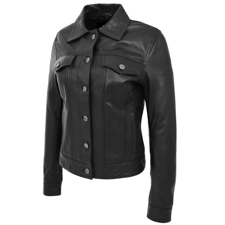 Women's Alma Genuine Leather Trucker Jacket