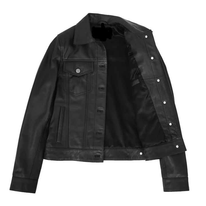 Women's Alma Genuine Leather Trucker Jacket