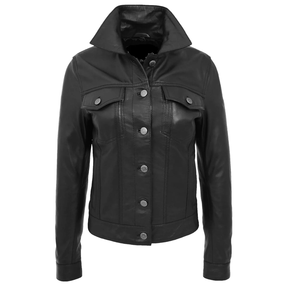 Women's Alma Genuine Leather Trucker Jacket