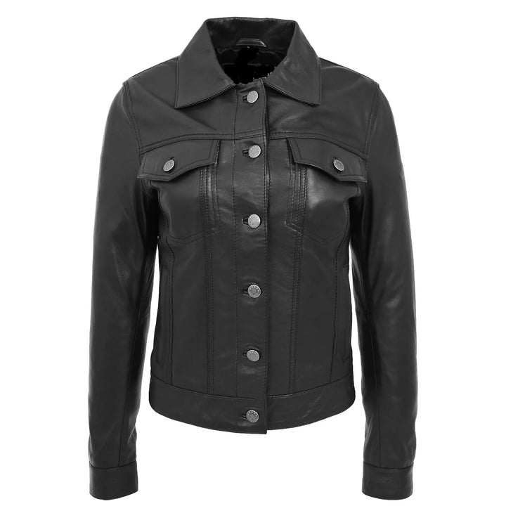 Women's Alma Genuine Leather Trucker Jacket