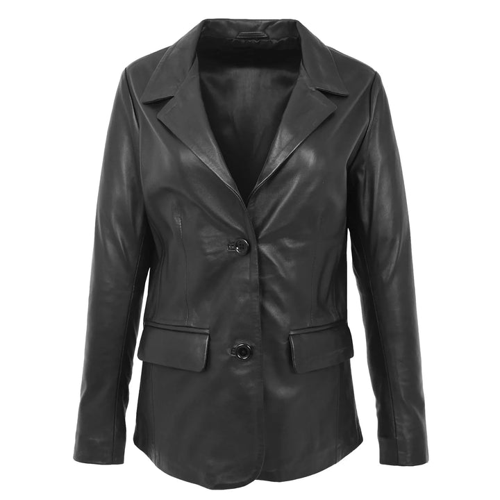 Women's Classic Genuine Leather Blazer Jacket