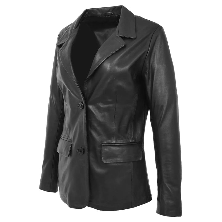 Women's Classic Genuine Leather Blazer Jacket