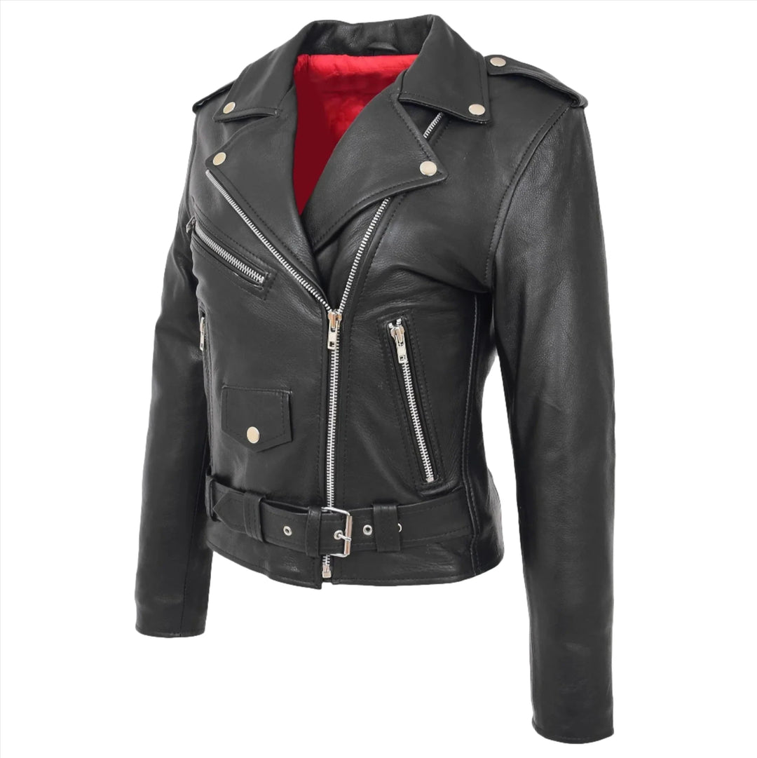 Women's Valentina Moto Jacket Genuine Leather