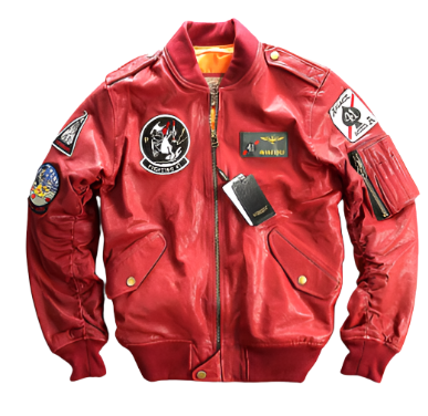 Mens Red Leather Bomber Jacket - Stylish Genuine Leather Jacket for Men